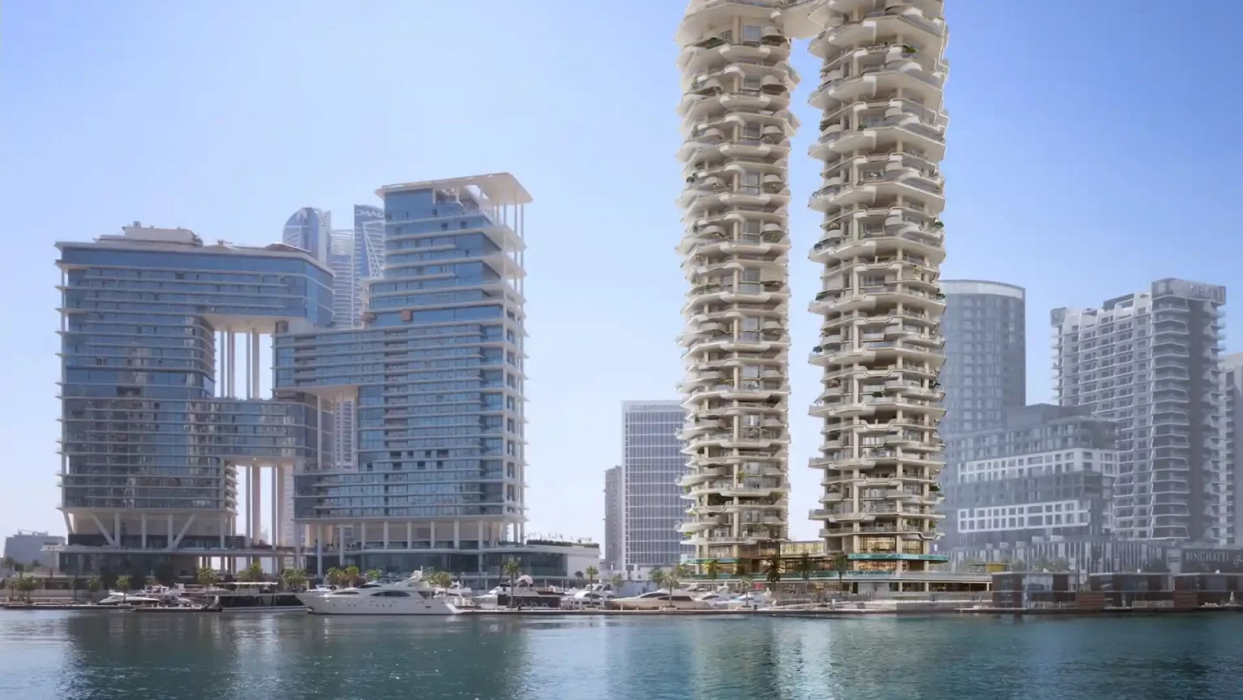 Las nuevas torres unidas por una piscina flotante en Dubai